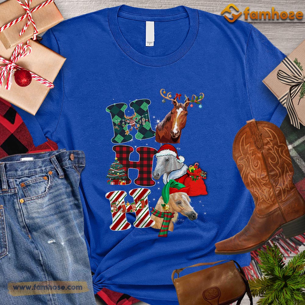 Cute Christmas Horse T-shirt, Horse ELF Santa Deer Christmas Gift For Horse Lovers, Horse Riders, Equestrians