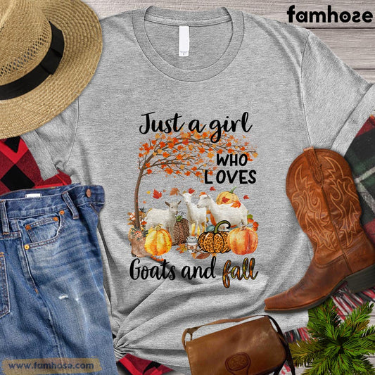 Thanksgiving Goat T-shirt, Just A Girl Who Loves Goats And Fall Thanksgiving Gift For Goat Lovers, Goat Farm, Goat Tees