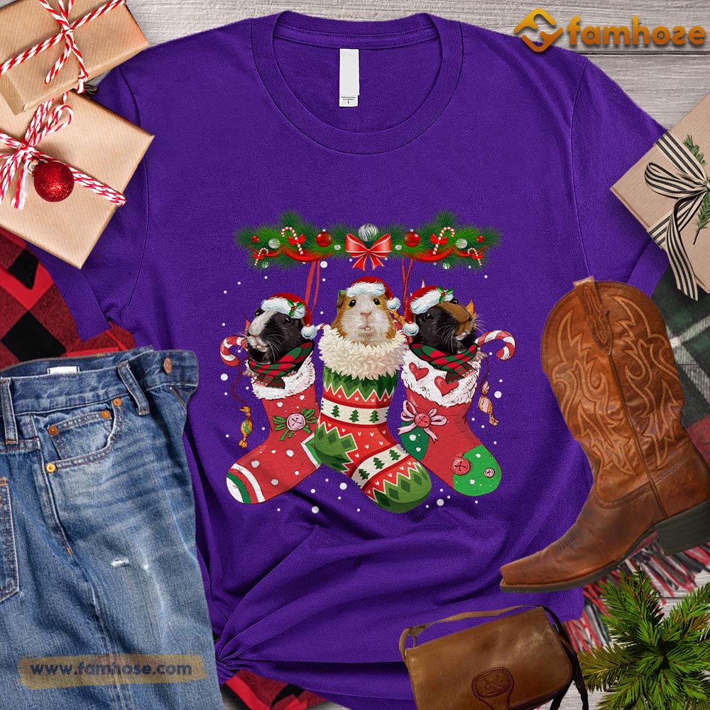 Cute Christmas Guineapig T-shirt, Guineapig In Socks Christmas Gift For Guineapig Lovers, Guineapig Owners