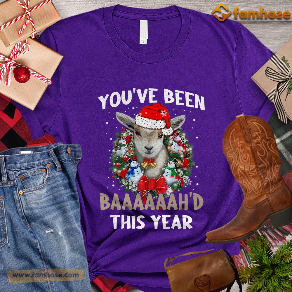 Funny Christmas Goat T-shirt, You've Been Baaah This Year Christmas Gift For Goat Lovers, Goat Farm, Goat Tees