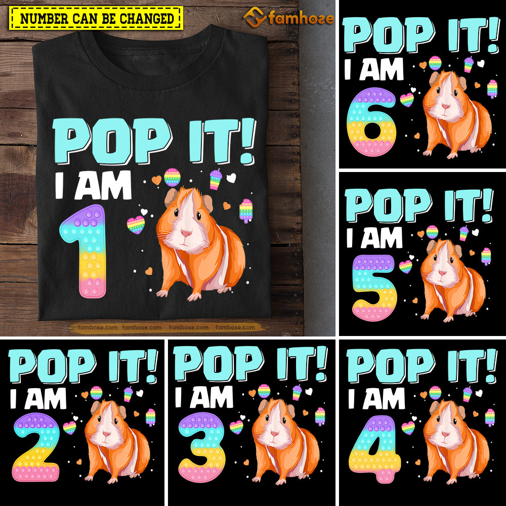 Guineapig Birthday T-shirt, Pop It I Am Birthday Tees Gift For Kids Boys Girls Guineapig Lovers, Age Can Be Changed