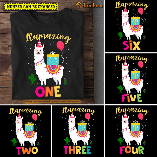 Cute Llama Birthday T-shirt, Llamazing Birthday Tees Gift For Llama Lovers, Age Can Be Changed