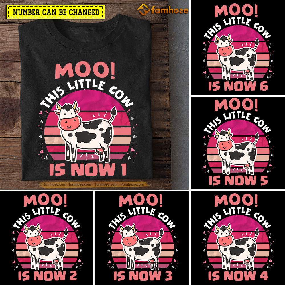 Cow Birthday T-shirt, Moo This Little Cow Is Now Birthday Tees Gift For Cow Lovers, Age Can Be Changed
