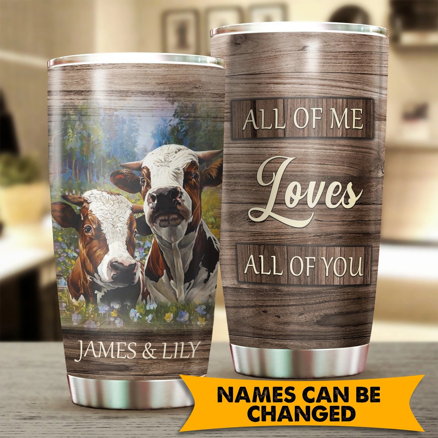 Cow Tumbler, All Of Me Loves All Of You Cow Personalized Stainless Steel Tumbler, Cow Tumbler Lovers, Tumbler Gifts For Cow Lovers