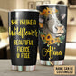 Cow Tumbler, She Is Like A Wildflower Beautiful Fierce Free Cow Personalized Stainless Steel Tumbler, Cow Tumbler Lovers, Tumbler Gifts For Cow Lovers