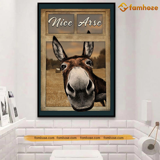 Funny Donkey Bathroom Poster & Canvas, Nice Arse, Donkey Canvas Wall Art, Poster Gift For Bathroom
