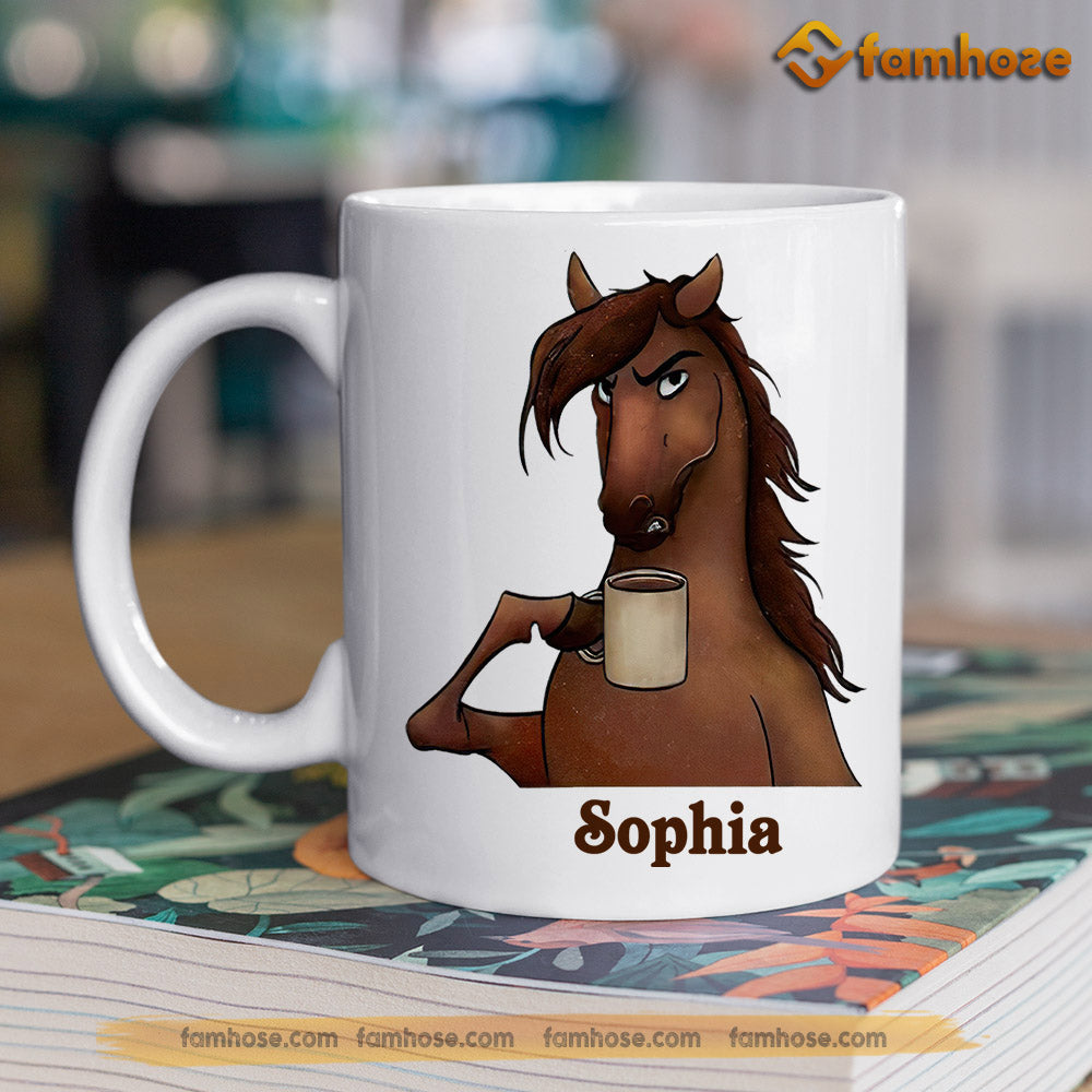 Personalized Horse Mug, I Run On Caffeine Horses Cuss Words Mug, Cups Gift For Horse Lovers, Horse Owner