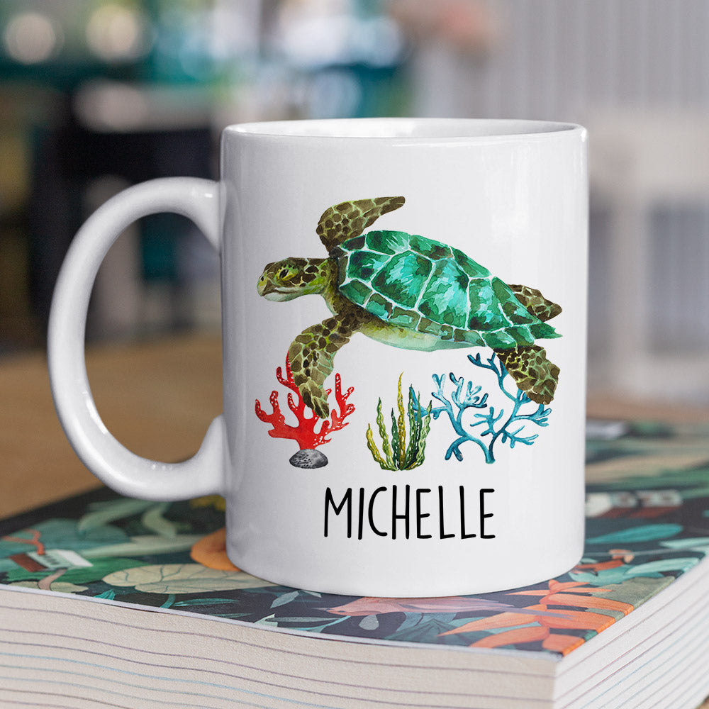Funny Personalized Turtle Mug, Turtle Make Me Happy Humans Make My Head Hurt Mug, Cups Gift For Turtle Lovers, Turtle Owner