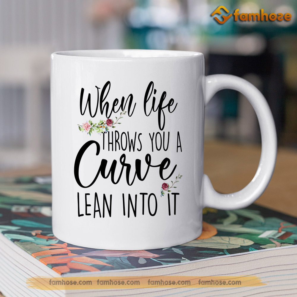 Personalized Barrel Racing Mug, When Life Throws You A Curve Lean Into It Gift For Barrel Racing Lovers, Horse Lovers Gift Mug, Cups, Horse Owner