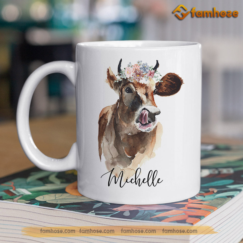 Personalized Cow Mug, You Are Braver Than You Believe Stronger Than You Seem Mug, Cups Gift For Cow Lovers, Cow Owner