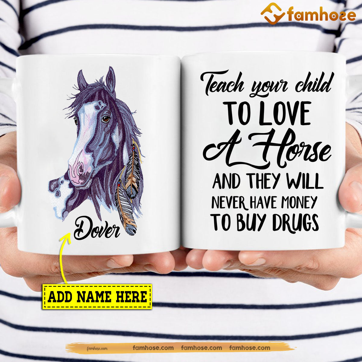 Personalized Horse Mug, Teach Your Child To Love A Horse Mug, Cups Gift For Horse Lovers, Horse Owner
