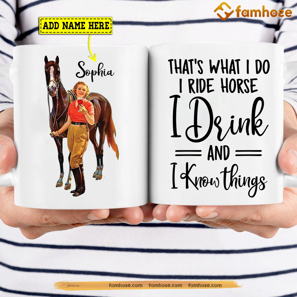 Personalized Horse Riding Mug, That's What I Do I Ride Horse I Know Things Mug, Cups Gift For Horse Lovers, Horse Owner