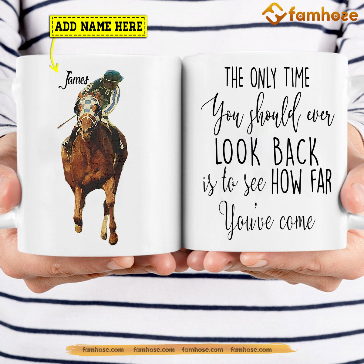 Personalized Horse Riding Mug, The Only Time You Should Ever Look Back Mug, Cups Gift For Horse Riding Lovers, Horse Owner
