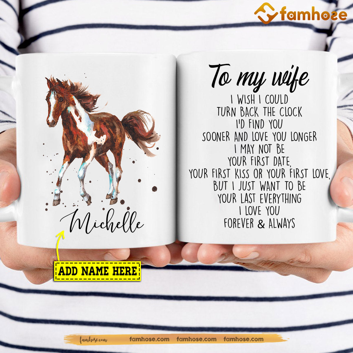 Personalized Valentine's Day Horse Mug, To My Wife I Wish I Could Turn Back The Clock Mug, Cups Gift For Horse Lovers, Horse Owner